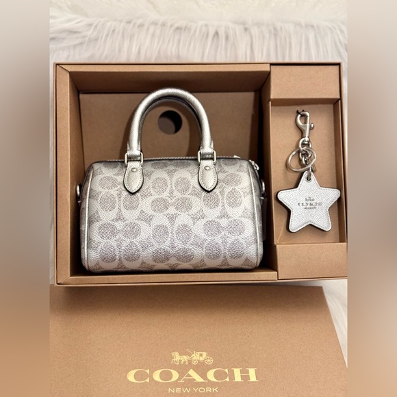 NWT Coach Boxed Mini Rowan Crossbody Bag And Mirror Bag Charm Set CX186 - Picture 6 of 14
